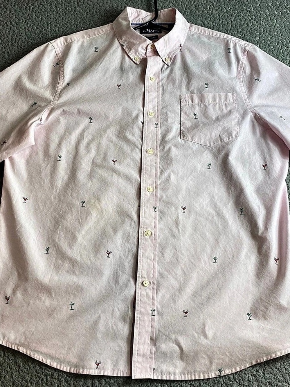 CHAPS Men's Pink Embroidered Shirt XL Like New